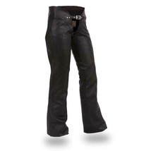 Women&#39;s Sissy Leather Soft Milled Cowhide Chaps Motorcycle Pants - £141.24 GBP