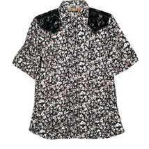 Wrangler Womens Western Shirt Size  M Snap Button Short Sleeve Lace Multicolor - £11.07 GBP
