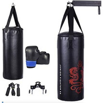5 Pieces 40Lbs Filled Punching Boxing Set with Jump Rope and Gloves - Color: Bla - $2,515.26 MXN