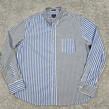 J Crew Shirt Men XL Blue Striped Slim Untucked Flex Washed Button Up Lon... - $34.60