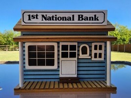 VTG  Wind Up Musical 1ST NATIONAL BANK with hinged roof Handmade RARE EX... - $76.30