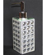 Clear Rhinestones &amp; Gems Mirrored Chrome Top Heavy 7-3/4&quot; Soap Lotion Di... - $42.99
