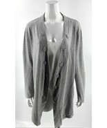 Linda Matthews Cardigan Sweater Plus Size 1X Gray Crochet Flowers Open F... - €27,20 EUR