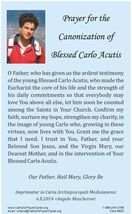 Prayer for  the Canonization of Bl Carlo Acutis, Bilingual, New #PC-111 - $2.78 CAD