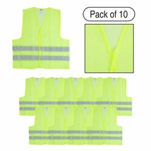 10 Pack High Visibility Reflective Mesh Vest Fluorescent One Size Fits All - £25.30 GBP