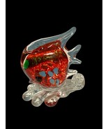 5&quot; Hand Blown Heavy Art Glass FISH On Wave  Sculpture Murano-style Paper... - $508.92 MXN