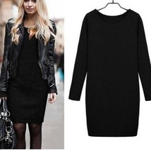 Women Knitted Long Sleeve Mini Sweater Dress - $746.96 MXN
