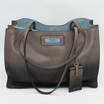 Prada Etiquette Ombré Glace Calf Gray Leather Tote Bag MSRP $2200 - £1,031.16 GBP