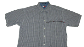 Mens XL vintage Tommy Hilfiger Blue white plaid check button down shirt - $12.34