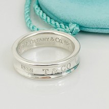 Size 9 Tiffany &amp; Co 1837 Ring Concave Unisex in Sterling Silver - £260.59 GBP