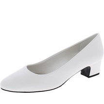 Easy Street Womens 8 W White Prim Faux Leather Block Heel Pumps Heels DI... - $24.49