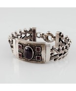 Gorgeous Unique Sterling Silver Tourmaline Plaque Bracelet w/ Creative L... - $845.83 CAD