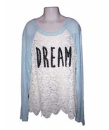 Kyut Baseball Style Lace Top, Size YL, Off White/Blue, Long Sleeves - €8,52 EUR