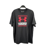 Under Armour Heatgear Mens XL Black Graphic T-Shirt Red Logo Loose Athle... - £16.50 GBP