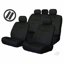 Premium Grade Black Velour Car Truck SUV Seat Steering Covers Set For Audi - £37.26 GBP