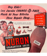 1953 Biltrite Nuron Soles Advertisement Lou Jacobs Circus Clown Mask F15S - $34.99