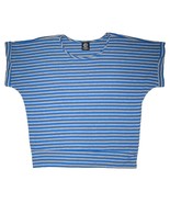 BOBEAU BATWING KNIT STRIPED TOP WOMEN&#39;S PM PETITE SIZE M BLUE &amp; GRAY - $12.17 CAD