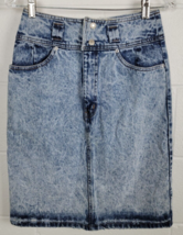 Vintage Jordache Acid Wash Distressed Denim Jean Skirt Cotton USA Size 6 - £31.07 GBP