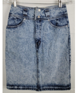 Vintage Jordache Acid Wash Distressed Denim Jean Skirt Cotton USA Size 6 - £29.59 GBP