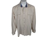 Tommy Jeans Mens XL Off White Beige Long Sleeve Button Down Pearl Snaps ... - $27.80