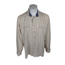 Tommy Jeans Mens XL Off White Beige Long Sleeve Button Down Pearl Snaps ... - £21.81 GBP