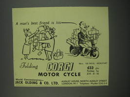 1949 Corgi Motor Cycle Ad - A man&#39;s best friend - £14.65 GBP