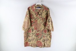 Vtg 90s Ralph Lauren Mens Large Linen Blend Tapestry Floral Camp Button Shirt - £140.13 GBP