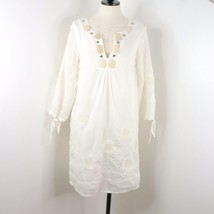 Prairie New York Women&#39;s M Silk Cotton Embroidered Boho Ethnic Peasant D... - £27.42 GBP