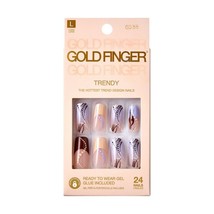 GOLDFINGER READY TO WEAR GLUE INCLUDED 24 LONG NAILS - #GD38 - £5.45 GBP