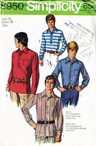 Men&#39;s SHIRTS Vintage 1970 Simplicity Pattern 8950 Size 38 - £9.59 GBP