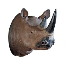 20&quot; Black Rhinoceros Rhino Wall Trophy Display Statue Sculpture Reproduction - £157.45 GBP