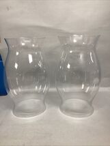 An item in the Pottery & Glass category: Set Of 2 Large Hurricane Lamp Shades Clear Glass - 16.5”Hx8.25”D