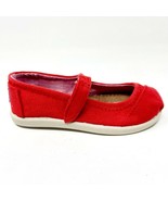Toms Mary Jane Red Tiny Toddler Slip On Casual Canvas Flat Shoes - $24.95
