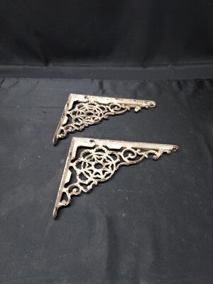 Old Cast Iron Wall Shelf Brackets Ornate Eastlake Hardware Set Pair Victorian  Item image 9