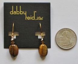 Dabby Reid Ronnie Mae Tigers Eye Oval Drop Earrings 24k Gold-plated RME 8183G - £12.66 GBP