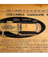 1917 Columbia Gasoline Filter Auto Advertisement Chas Miller Automobilia... - $368.75 MXN