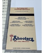 Matchbook Cover  Shooters On The Water  Restaurant 5 Locations  gmg  Uns... - £9.83 GBP