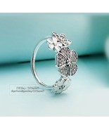 S925 Silver Shimmering Bouquet ,Clear CZ and Enamel Ring Woman Jewelry  - £14.50 GBP