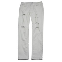 Wax Jean Pants Womens 7 White Distressed Mid Rise Slim Straight Cut Bottoms - £18.59 GBP