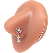 Nose Ring For Women Dangle Nose Piercing Stainless Steel Nose Bend Ring Butterfl - £10.47 GBP