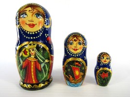 Matryoshka Nesting Dolls 3.9&quot; 3 Pc., Scarlet Flower Fairy Set Russian 336 - £24.72 GBP