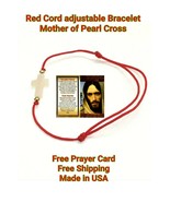 Pulsera De La CRUZ DE nácar Hilo Rojo Ajustable red cord Mother of pearl... - $13.41 CAD