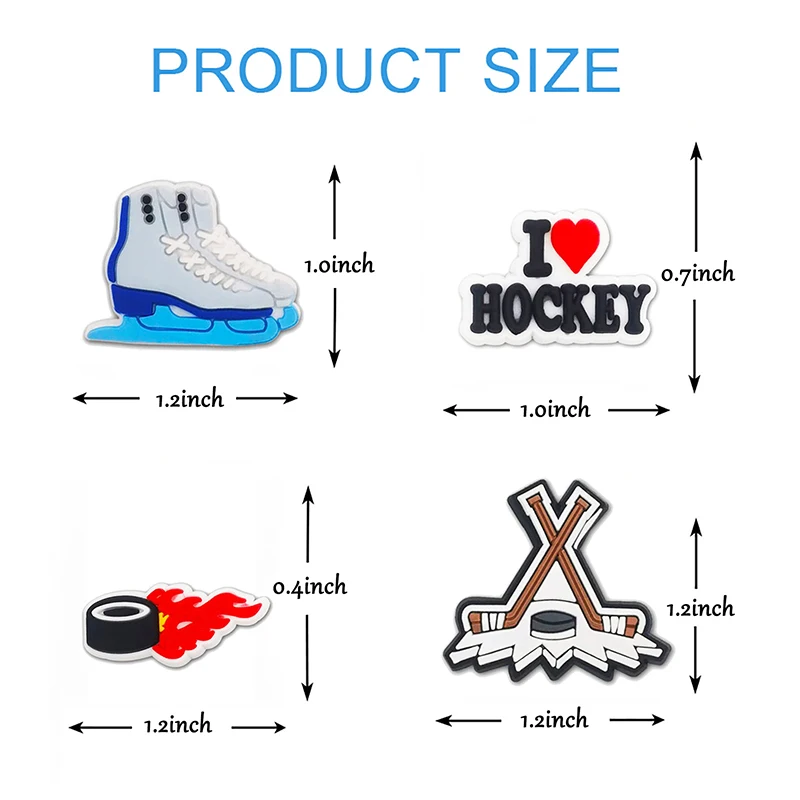 Sporting Ice Hockey Theme Silicone Charms Shoe Ornament Baseball Wristband Pins  - £23.90 GBP