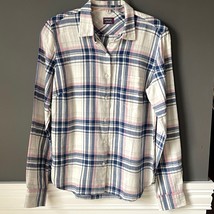 Untuckit Women&#39;s Blue &amp; Pink Plaid Flannel Button Down Shirt Size 4 - $10.39