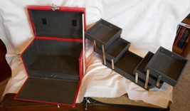 Accordion Jewelry sewing Box Organizer compartment red patent leather re... - $65.00