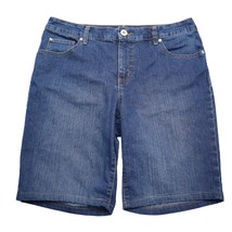 Bandolino Shorts Womens 12 Blue High Rise Flat Front Button Zip Denim Be... - $25.72