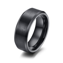 Vnox 316l stainless steel men ring 8mm black  & gold-color rings for women men j - £7.31 GBP