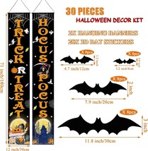 Halloween Decorations Outdoor Decor Trick or Treat &amp; Hocus Pocus Banners 3D Bats - £10.09 GBP