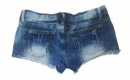 Someone Jeans Shorts 28 Womens Blue Bleach Wash Low Rise Raw Hem Denim - £9.99 GBP