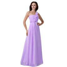 Kivary Women&#39;s Floral One Shoulder A Line Long Prom Evening Dresses Lilac US 14 - £94.13 GBP